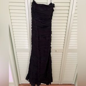 Alice and Olivia silk and lace layered strapless gown